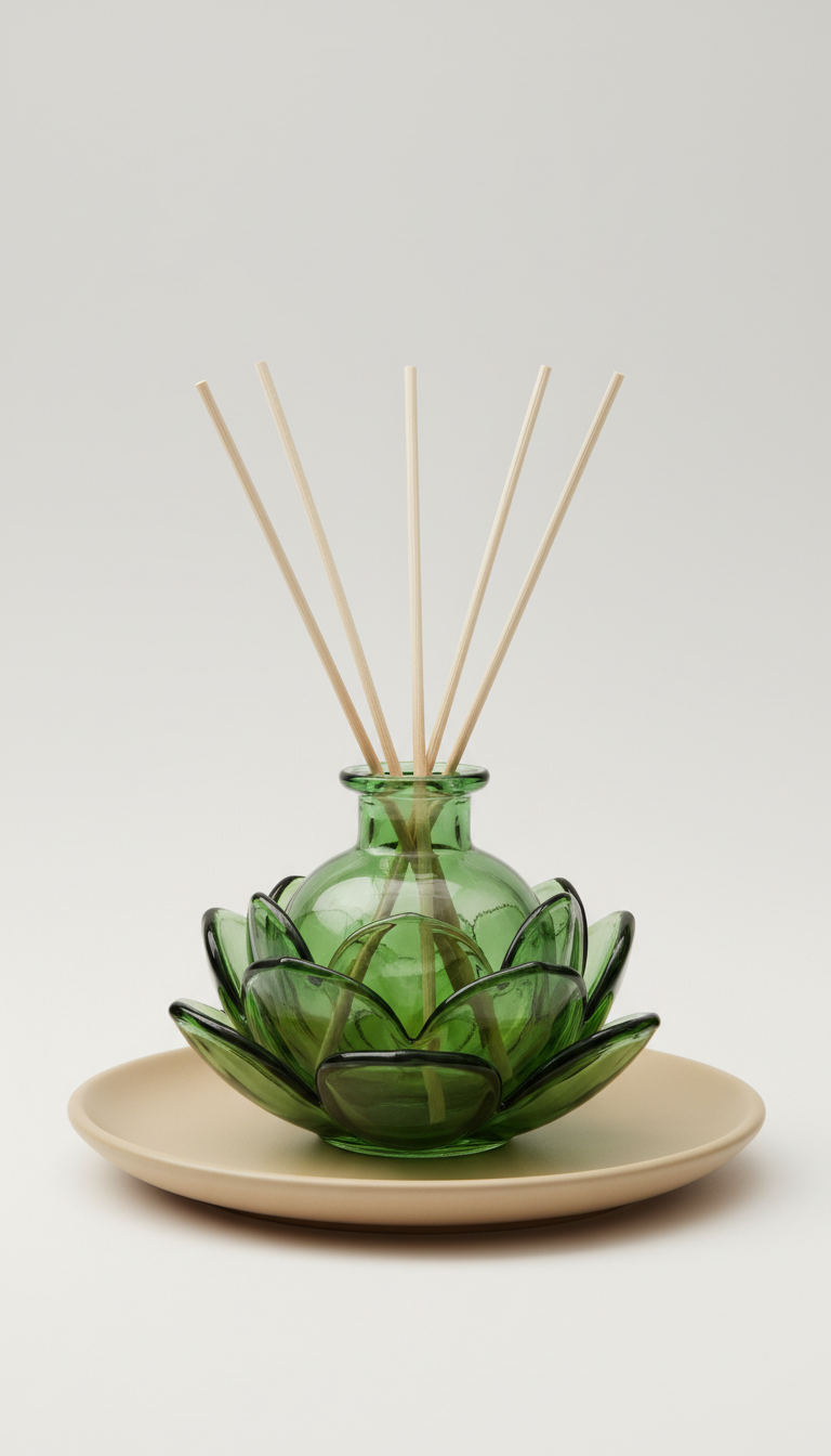 Succulent green glass reed diffuser